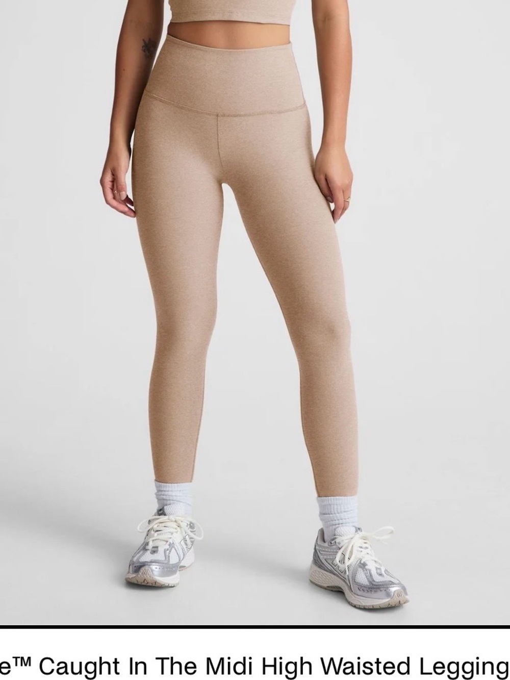 Beyond Yoga High-Waisted Midi Leggings in Beige
